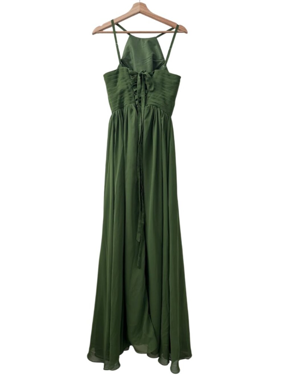 Green A-Line Chiffon Halter Maxi Dress Formal Prom Bridesmaid Size 2 - Picture 14 of 14